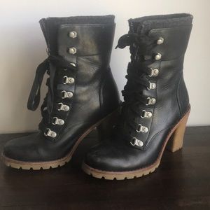 Leather lace up uggs